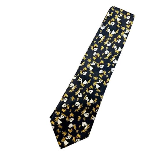Giorgio Armani Black Multicolor Silk Panda Print Tie Men’s